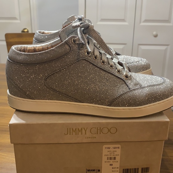 Jimmy Choo Miami glitter sneakers in silver - Picture 2 of 4